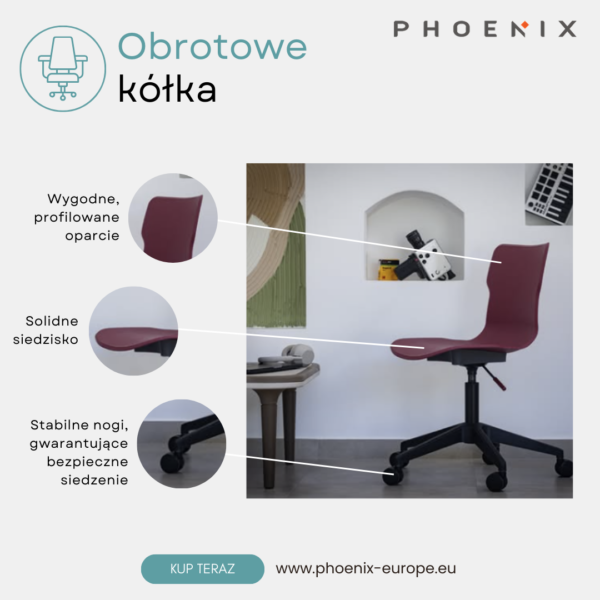 Phoenix DUO Studio Krzesło biurkowe Ruby - obrazek 7